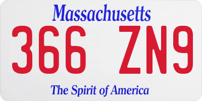 MA license plate 366ZN9