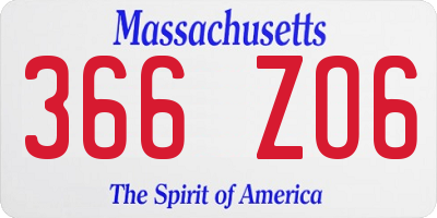 MA license plate 366ZO6