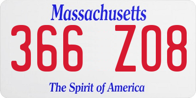 MA license plate 366ZO8