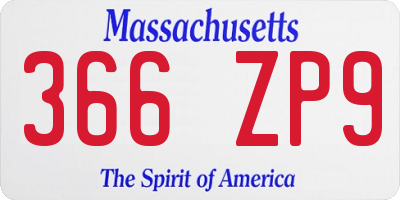 MA license plate 366ZP9