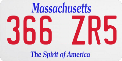 MA license plate 366ZR5