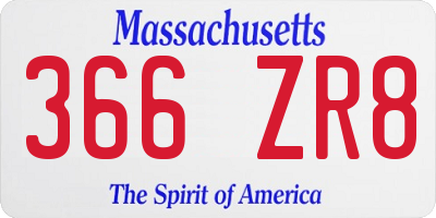 MA license plate 366ZR8