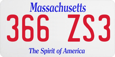 MA license plate 366ZS3