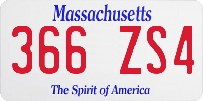 MA license plate 366ZS4