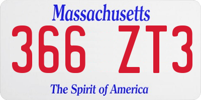 MA license plate 366ZT3