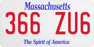 MA license plate 366ZU6