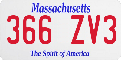 MA license plate 366ZV3