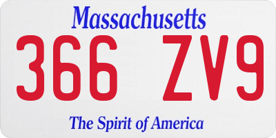 MA license plate 366ZV9