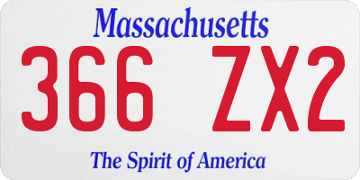 MA license plate 366ZX2