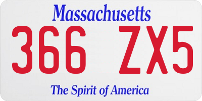 MA license plate 366ZX5