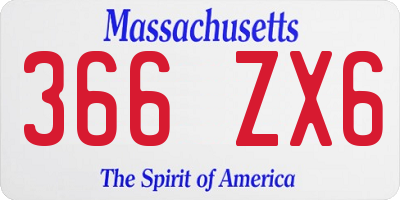 MA license plate 366ZX6
