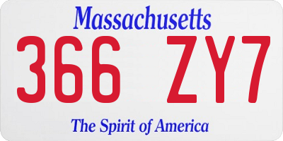 MA license plate 366ZY7