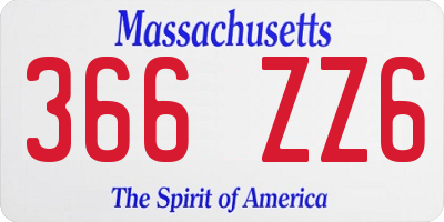 MA license plate 366ZZ6