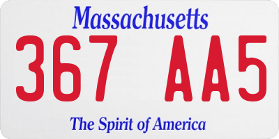MA license plate 367AA5