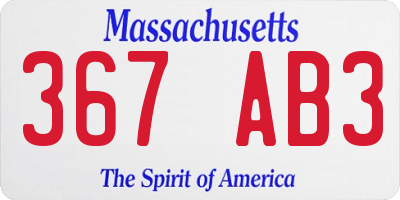MA license plate 367AB3