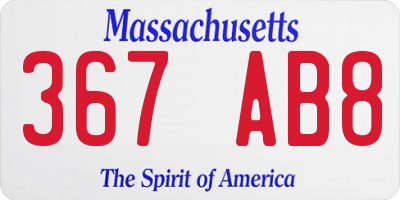 MA license plate 367AB8