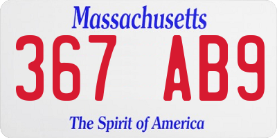 MA license plate 367AB9