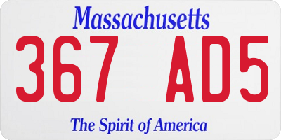 MA license plate 367AD5