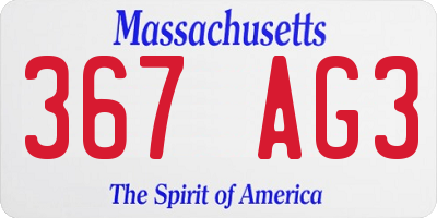 MA license plate 367AG3