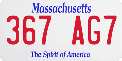 MA license plate 367AG7
