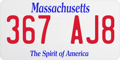 MA license plate 367AJ8