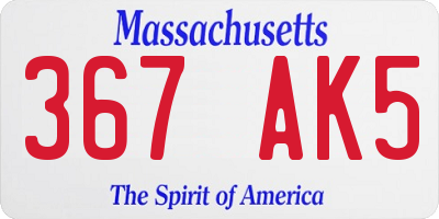 MA license plate 367AK5