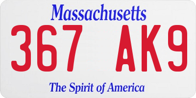 MA license plate 367AK9