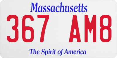 MA license plate 367AM8