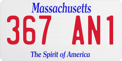 MA license plate 367AN1