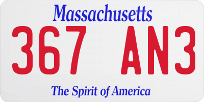 MA license plate 367AN3