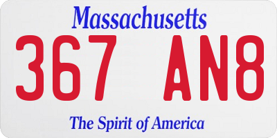 MA license plate 367AN8