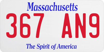 MA license plate 367AN9