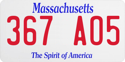 MA license plate 367AO5