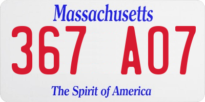 MA license plate 367AO7