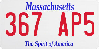MA license plate 367AP5