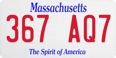 MA license plate 367AQ7