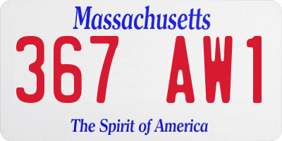 MA license plate 367AW1