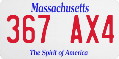 MA license plate 367AX4