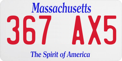 MA license plate 367AX5