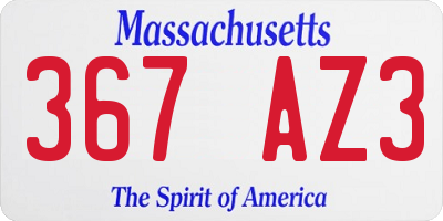 MA license plate 367AZ3