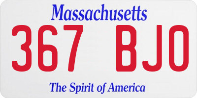 MA license plate 367BJ0