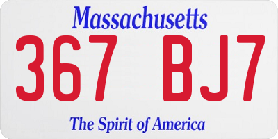 MA license plate 367BJ7