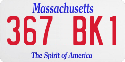 MA license plate 367BK1
