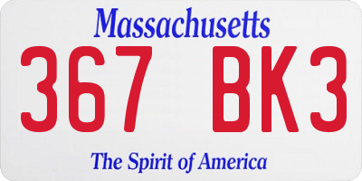 MA license plate 367BK3
