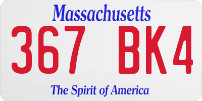 MA license plate 367BK4