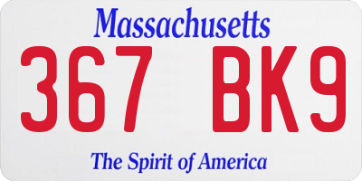 MA license plate 367BK9