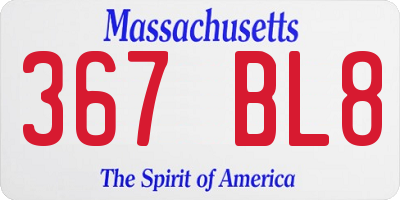 MA license plate 367BL8