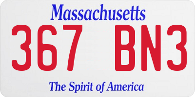 MA license plate 367BN3