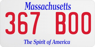 MA license plate 367BO0