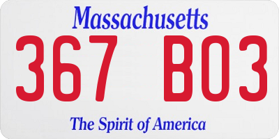 MA license plate 367BO3